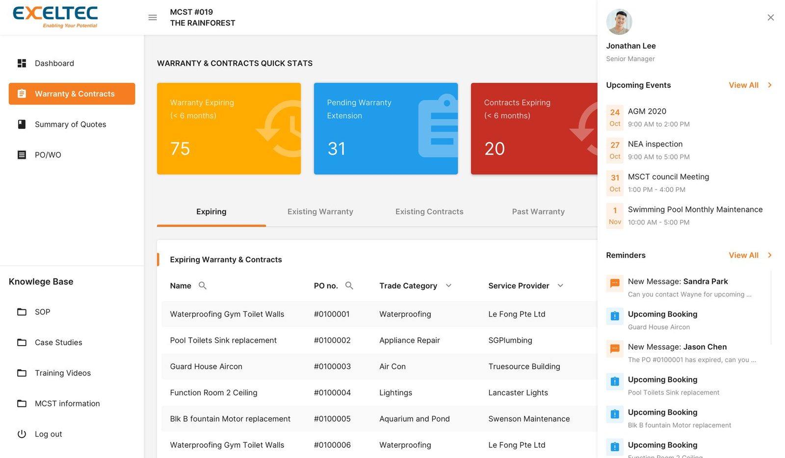 Exceltec contract management